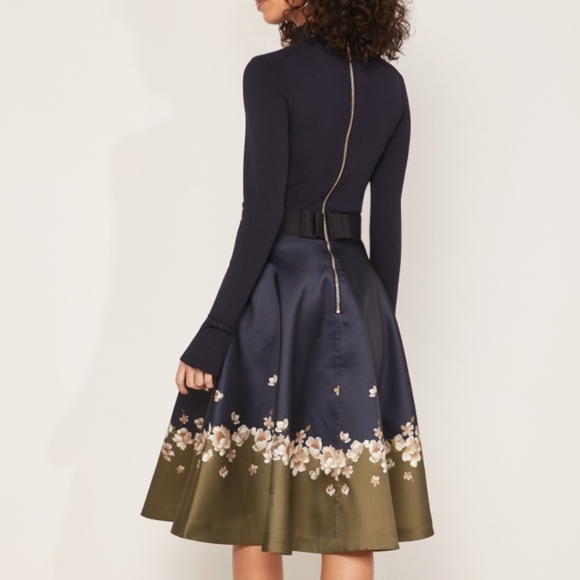 🍒NWT🍒 TED BAKER NAVY FULL SKIRTED DRESS - Picture 6 of 15